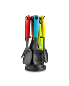 Morphyrichards Silicone Kitchen Utensil Set - Durable and Drop-Resistant, Includes Cooking Needle, Steak Tongs, Oil Brush, Soup Ladle, Slotted Spoon, Spatula, and Pancake Turner - 7-Piece Multi-Purpose Cookware Set with Easy Storage (MR1032)