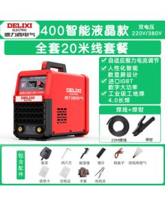 Delixi Welding Machine ZX7-400 Construction Model Dual Voltage 220V Single-Phase & 380V Three-Phase Portable Welder 400 Smart LCD Version [20m Cable Combo]