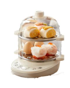 Bear Egg Cooker 2-Tier Multifunctional Home Egg Steamer Stainless Steel Breakfast Mini Custard Machine with Timer and Auto Shut-Off Steamer ZDQ-C14Q8