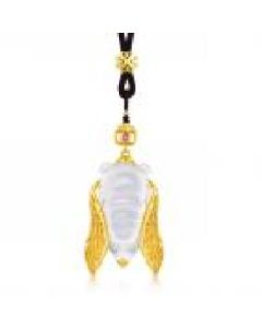 Golden cicada chalcedony pendant 24K