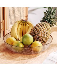 Granas Glass Fruit Bowl for Living Room Coffee Table, Minimalist Modern Light Luxury Style Large Snack Serving Tray
