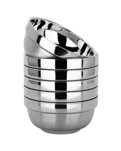 Maxcook Stainless Steel Bowls Set of 6 (12cm) - Thickened Double-Layer Insulated Soup & Noodle Bowls (MCWA-011) - Heatproof & Shatterproof