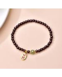 Small leaf rosewood garnet bracelet