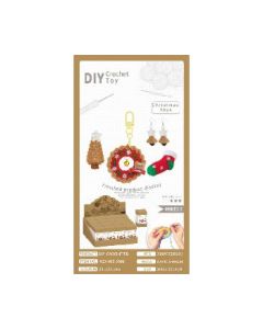 Crochet Christmas pendant, hairpin, earrings, badge 5-piece set