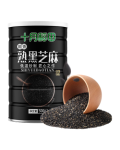 October Fields Roasted Black Sesame Seeds 500g, Low-Temperature Roasted, Ready-to-Eat, Rich & Aromatic, Whole Grains, Sesame Companion, 1 Jin