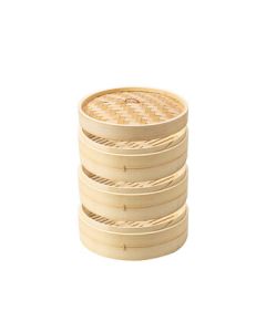 Danshi Zhiyuan Bamboo Steamer, Bamboo Steamer Basket for Xiaolongbao, Woven Bamboo Steamer, 30CM Deepened (3 Baskets + 1 Lid + 3 Steaming Cloths)