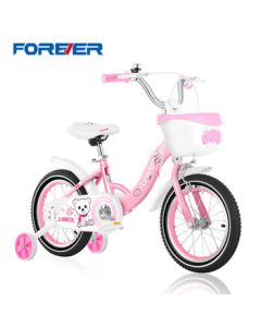 FOREVER Kids Bicycle for Boys and Girls Ages 4-6-8, Princess Style Bike with Training Wheels, 14-inch Pink