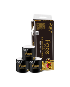 Jierou Core Toilet Paper Black Face 4-Ply 200g*10 Rolls, Thick & Durable, Bath Tissue Paper Towel Whole Case