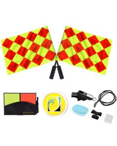 Binghui Professional Football Referee Equipment Set W - Red/Yellow Cards, Whistle, Linesman Flags, Coin Toss, Football Training Gear