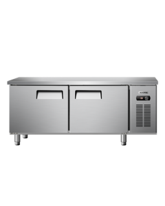 AUCMA 1.5M Refrigerated & Frozen Dual-Temperature Workbench Commercial Kitchen Refrigerator Stainless Steel Countertop Freezer Back Kitchen Bubble Tea Shop Flat Top Cabinet HCF-15X8J