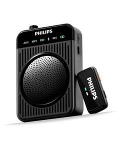 PHILIPS Clip-on Wireless Microphone Speaker for Teachers, Tour Guide Commentary, Store Promotions - Bluetooth Wireless Amplifier DLM3551CB