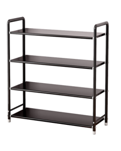 Anerya Shoe Rack Multi-Tier Entryway Storage Shelf Metal Organizer for Dormitory Rental Home Multi-Functional 4-Tier Black