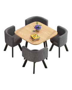 Luolaibao Business Negotiation Table and Chair Set, Reception Guest Leisure Coffee Table and Chairs, Nordic Conference Table and Chairs, One Table with Four Chairs, Square Table