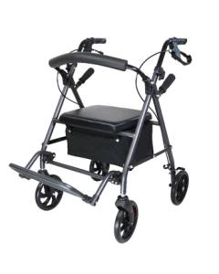Daocheng Elderly Walking Aid Cane Four-Wheel Walker Foldable Wheelchair Cane Shopping Cart with Footrest and Handrail DC502