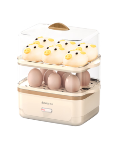 CHIGO Egg Cooker Steamer, Double-Layer Multi-function Electric Egg Boiler for Breakfast, Anti-Dry Burn Egg Steaming Device, Can Cook 16 Eggs [Includes Steaming Bowl + Measuring Cup] ZDQ204