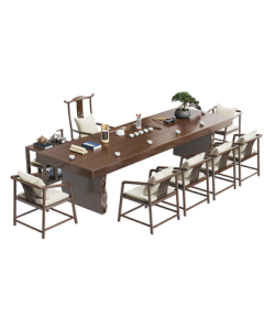 Duke Kingtha Solid Wood Tea Table and Chair Set, New Chinese-style Tea Table Suite for Office or Home Use, Standard: 2.6 Table Set