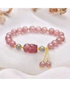 Strawberry crystal pixiu tassel bracelet