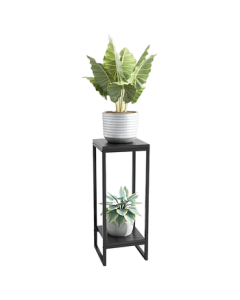 Shuaili Iron Flower Stand, Balcony Outdoor Plant Pot Rack Double Layer Shelf for Pothos and Bonsai SL8227Z Black