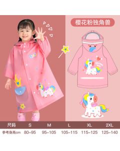 Mumeng Kids Raincoat for Boys and Girls, Full-Body Waterproof Rain Poncho for Toddlers in Kindergarten, Unicorn Sakura Pink, Size M