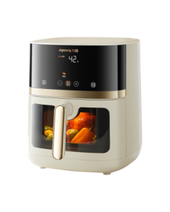 Joyoung Air Fryer with Dual Heat Source, 6.5L Large Capacity, No-Flip Cooking, Visible Window, Multi-function Smart Touch Screen, Metal Inner Chamber KL65-V573