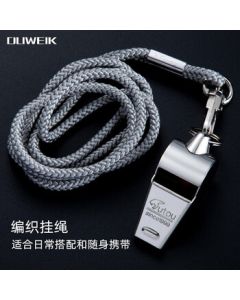 Deweik Whistle Referee Sports Whistle for Outdoor Survival, Basketball, and Football - Metal Whistle + Gray Lanyard