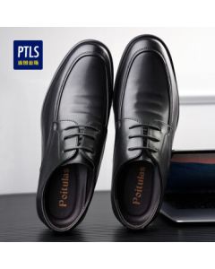 Poitulas British Men's Business Casual Shoes Formal Lace-Up Leather Shoes Durable P9829 Black 42