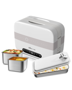 Bear Electric Lunch Box, Self-Heating Lunch Box, Electric Heating Insulated Lunch Box, Double-Layer 304 Stainless Steel Office Worker's Meal Warmer with Microcomputer Steaming DFH-C15B9
