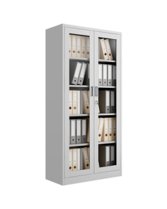 XinJing File Cabinet Metal Office Document Cabinet Financial Archive Cabinet Glass Bookcase Steel Storage Cabinet with Lock 05