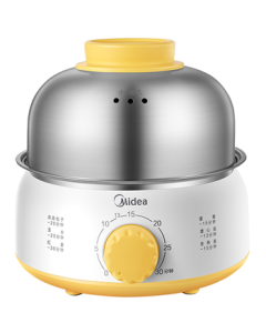 Midea Egg Cooker Steamer, Single Layer 7 Eggs Capacity, Household Auto Shut-Off Mini Egg Steaming Device with Dry Burn Protection, Stainless Steel Portable MZ-ZDE1601