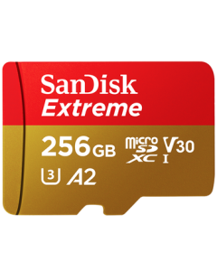 SanDisk 256GB TF (MicroSD) Memory Card 4K Ultra Fast Gold A2 V30 U3 for Dash Cams, Action Cameras, Drones, and Surveillance Storage, Read Speed up to 190MB/s