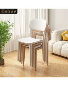 Liuhua Girl Home Thickened Plastic Dining Chair, Modern Minimalist Leisure Dining Table Chair with Backrest YS15 White