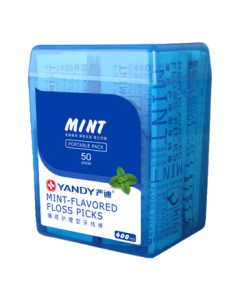 YANDY Mint Care Dental Floss Picks, 50 Count (Highly Elastic & Smooth, Mint Coated)