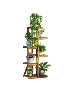 Anerya Pine Wood Flower Stand Planter Carbonized Indoor Outdoor Living Room Balcony Succulent Plant Modern Minimalist Display Shelf