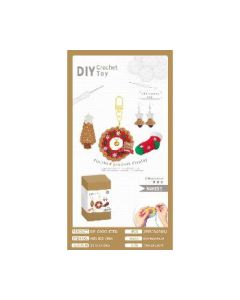 Crochet Christmas pendant, hairpin, earrings, badge 5-piece set, making tools included
