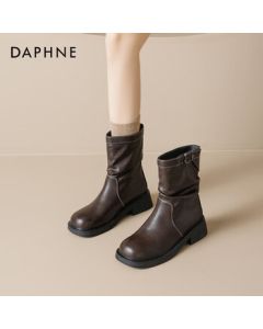 Daphne Women's Ankle Boots Martin Boots Mallard Single Boots 2025 New Popular Versatile Platform Boots Brown 37