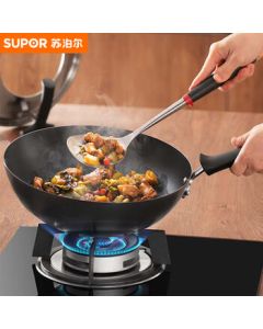 SUPOR Supor Premium Iron Non-Stick Frying Pan 30cm with Standable Lid, Gas Stove专用 Wok FC30H7