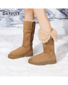 Daphne Women's Snow Boots, Warm Two-Way Long Boots, Northeast Fur High-Top Winter Shoes, 4024608029, Camel, 37