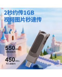 Lenovo 256GB Xiaoxin Solid-State Flash Drive with Read Speeds up to 550MB/s, Dual Interface USB3.2 & Type-C, Large Capacity Universal Flash Drive for Study, Office, Phone, and Computer - Ebony Brown