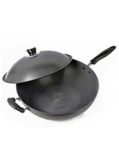 SUPOR Wok 34cm Large Size Hard Coating-Free Stir-Fry Pan, High-Capacity Round Bottom Frying Pan PC34C1