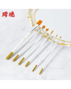 Gouache 6pcs, nylon, wooden pole, flat head, round head, fan-shaped