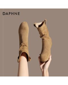 Daphne Winter New Western Stacked Boots Commuter Women's Ankle Boots 4025605022 Camel 40