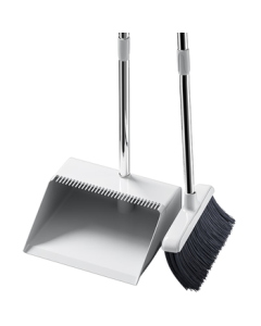 Besthome Broom and Dustpan Set with Comb Teeth, Soft Bristles for Home Use, Non-Stick Hair, Sweeping and Water Scraping