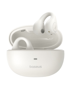 Baseus AS01 Bluetooth Earphones, Open-Ear Clip-On with Bone Conduction Concept, Non-In-Ear Design for Sports and Calls, Compatible with Apple, Huawei, and Vivo Phones, White
