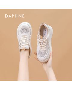 DAPHNE Daphne Women's Thick-Sole Canvas Shoes Casual Breathable Sneakers - Beige 35