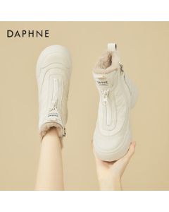 Daphne Platform Snow Boots for Women, Fleece-Lined and Extra Warm, Northeast Outdoor Winter Boots, Versatile Ankle Boots, Beige, Size 38