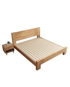 Yimi Love Rubber Wood Bed Solid Wood Bed Master Bedroom Double Bed Bedroom Furniture Quality Slat [Installation Included] 1.5m*2m