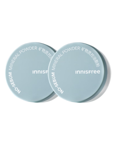 Innisfree No-Sebum Mineral Powder 5g*2 with Puff, Long-Lasting Oil Control Setting Powder for Sensitive & Oily Skin