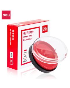 deli Quick-Dry Stamp Pad 9863ES Red Round Oil-Based Financial Ink Pad for Clear Impressions Office Supplies φ80mm