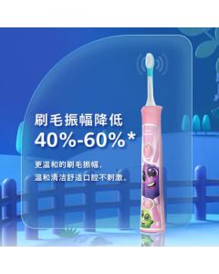 PHILIPS Kids Sonic Electric Toothbrush for Ages 4-6-12, Gentle on Gums for Boys & Girls, Includes 2 Brush Heads & 8 Stickers, Pink HX6352