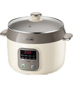Bear Electric Stew Pot with White Porcelain Double Boiler, 2.5L Ceramic Slow Cooker for Baby Food & Congee, DDZ-C25K1 [No Steamer Basket, 1 Pot + 4 Inner Pots]